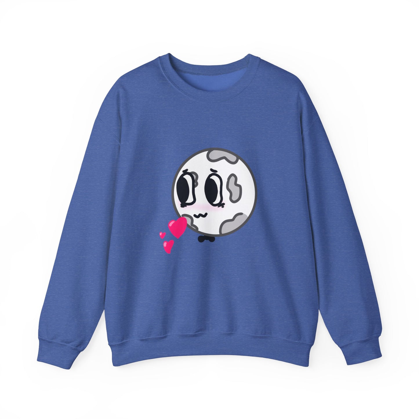 Cute Moon Love Unisex Crewneck Sweatshirt, Cozy Gift, Kawaii Apparel, Romantic Sweatshirt, Perfect for Valentine's Day, Cute