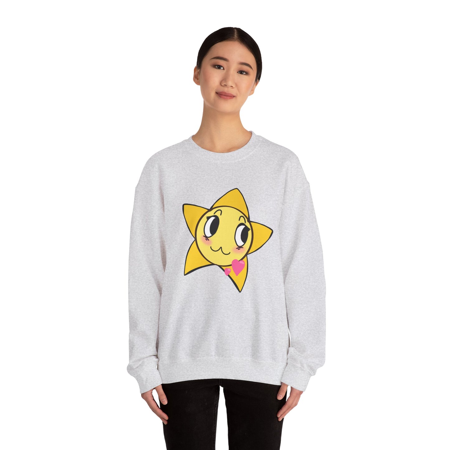 Cute Star Character Crewneck Sweatshirt, Cozy Winter Wear, Gifts for Friends, Casual Streetwear, Cute Sweatshirt