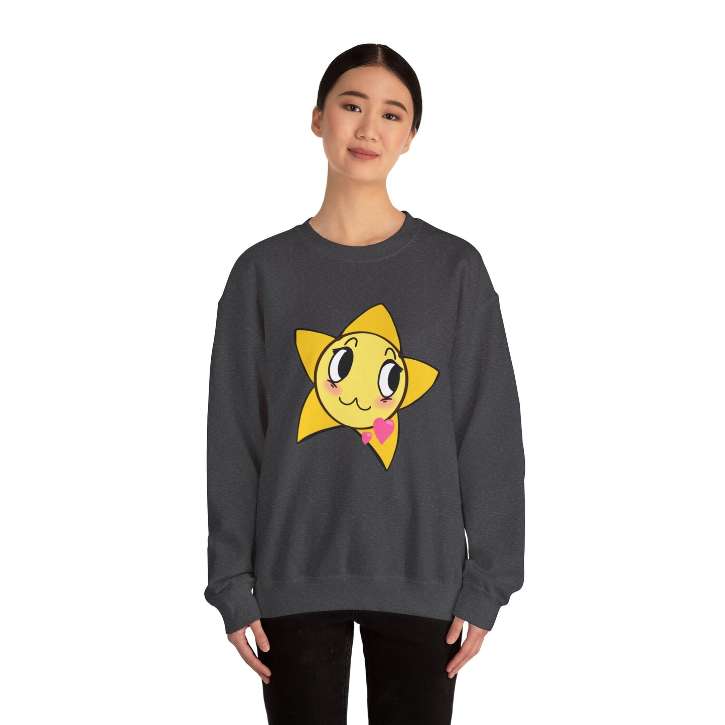 Cute Star Character Crewneck Sweatshirt, Cozy Winter Wear, Gifts for Friends, Casual Streetwear, Cute Sweatshirt