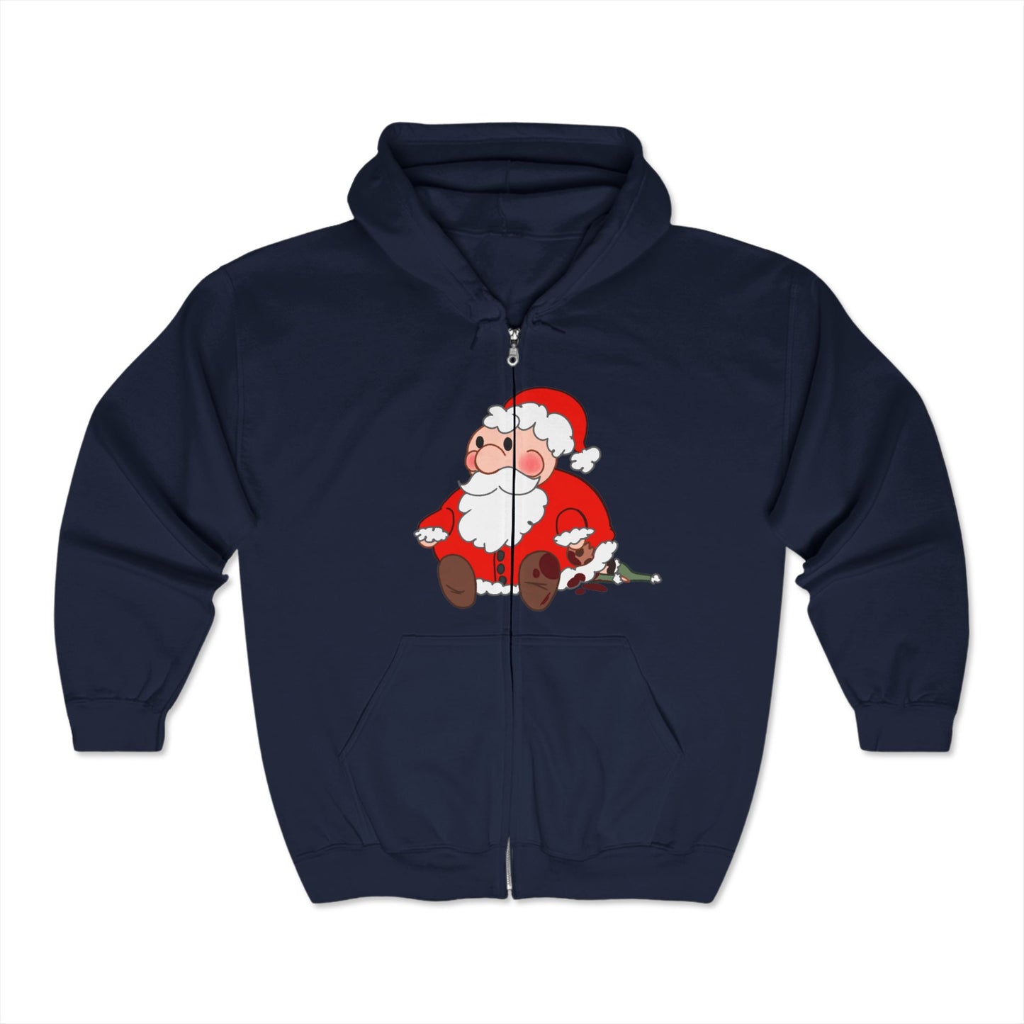 Santa's Cozy Zip-Up Hoodie, Christmas Gift, Holiday Apparel, Festive Sweatshirt, Winter Fashion, Unisex Christmas Sweatshirt