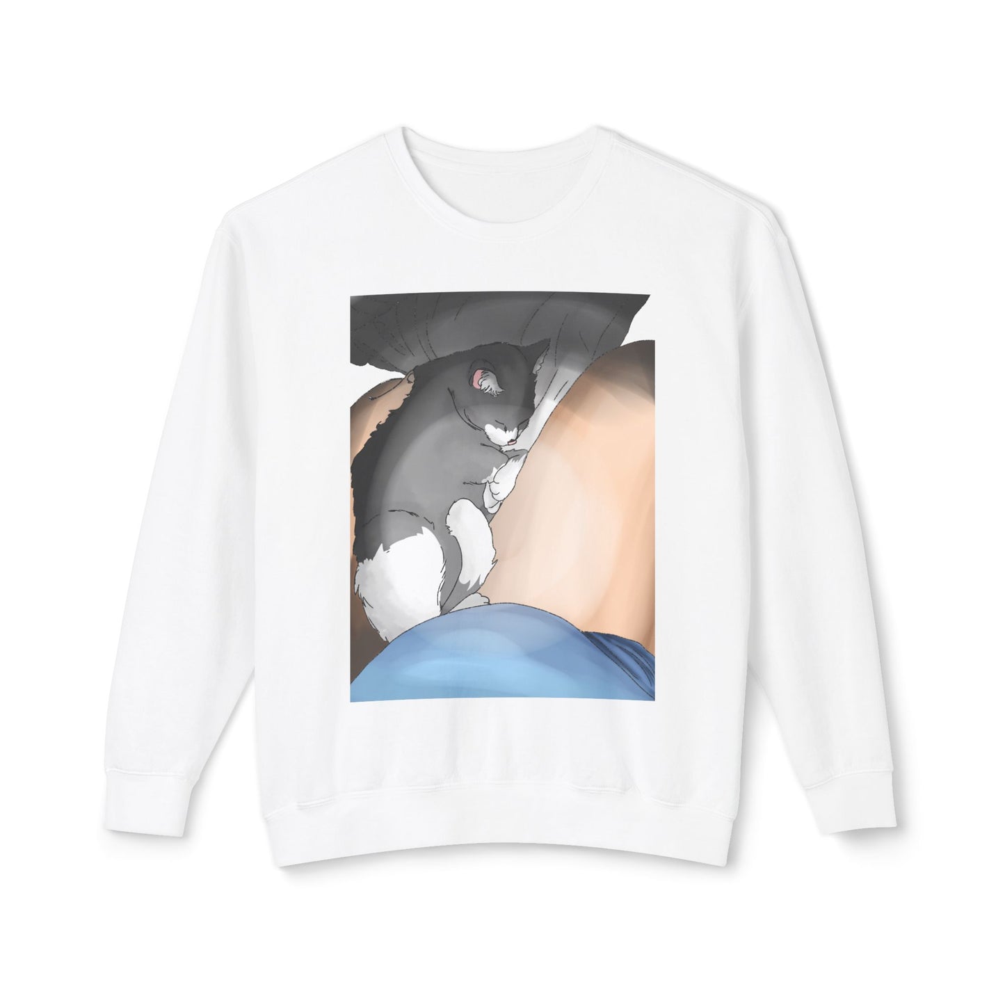 Cozy Cat Nap Unisex Lightweight Crewneck Sweatshirt