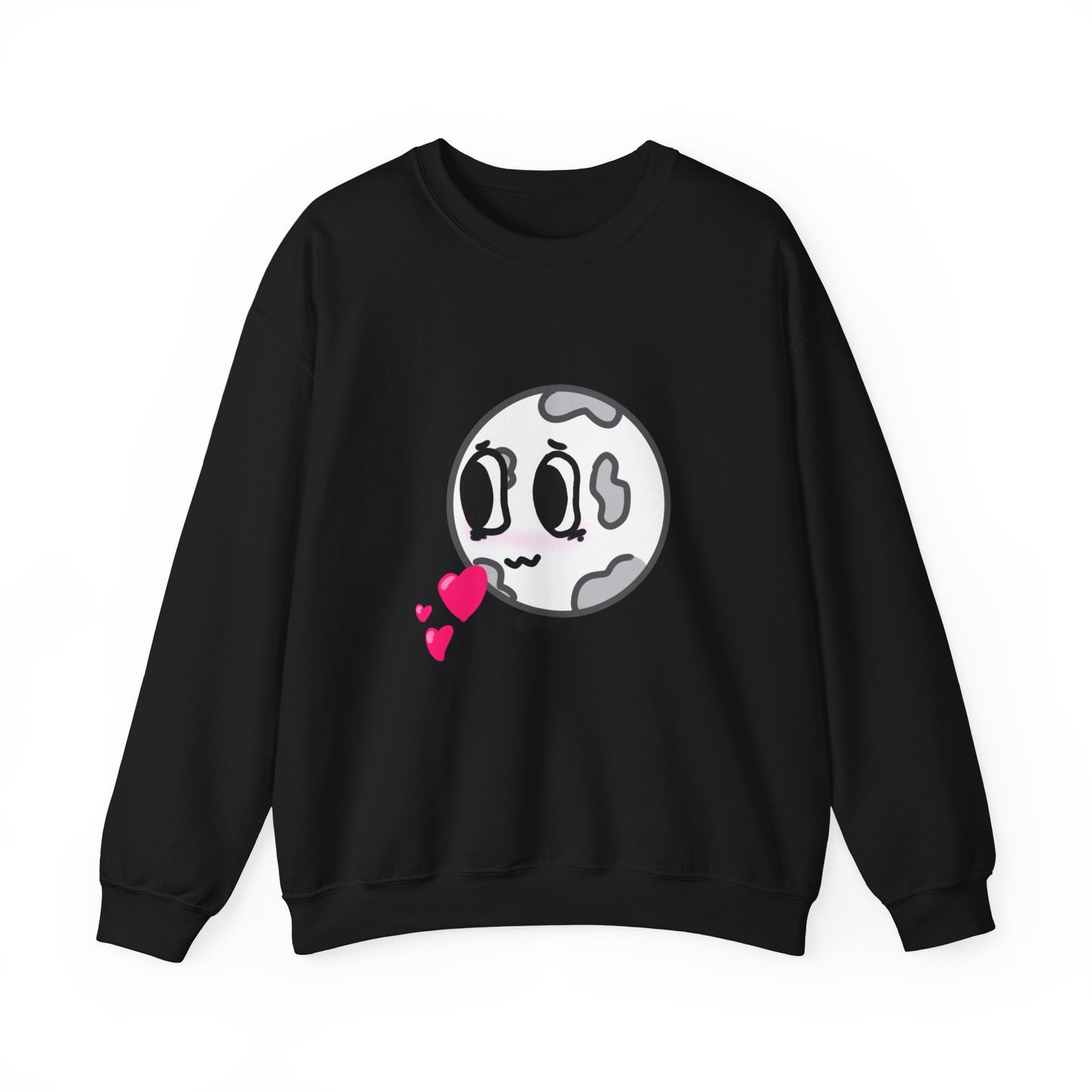 Cute Moon Love Unisex Crewneck Sweatshirt, Cozy Gift, Kawaii Apparel, Romantic Sweatshirt, Perfect for Valentine's Day, Cute