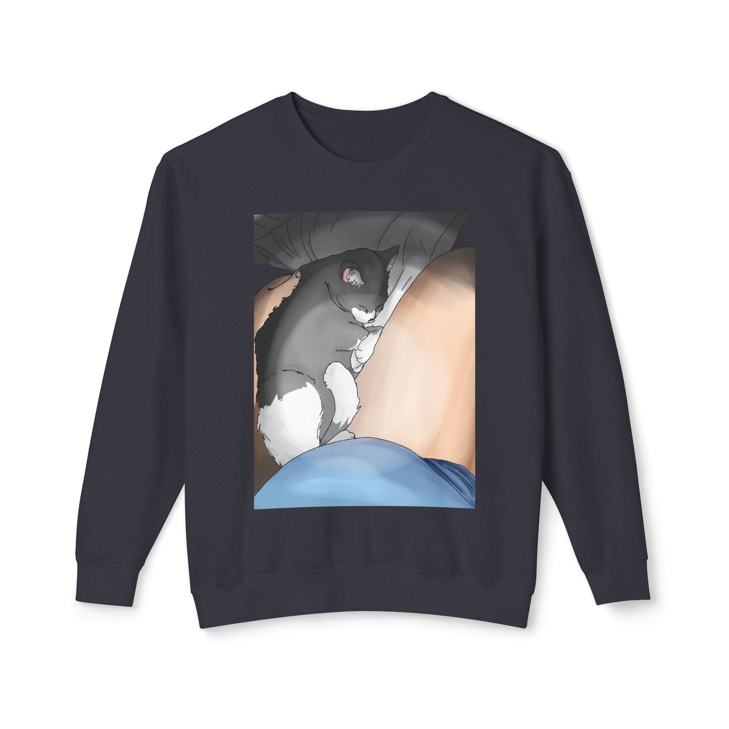 Cozy Cat Nap Unisex Lightweight Crewneck Sweatshirt