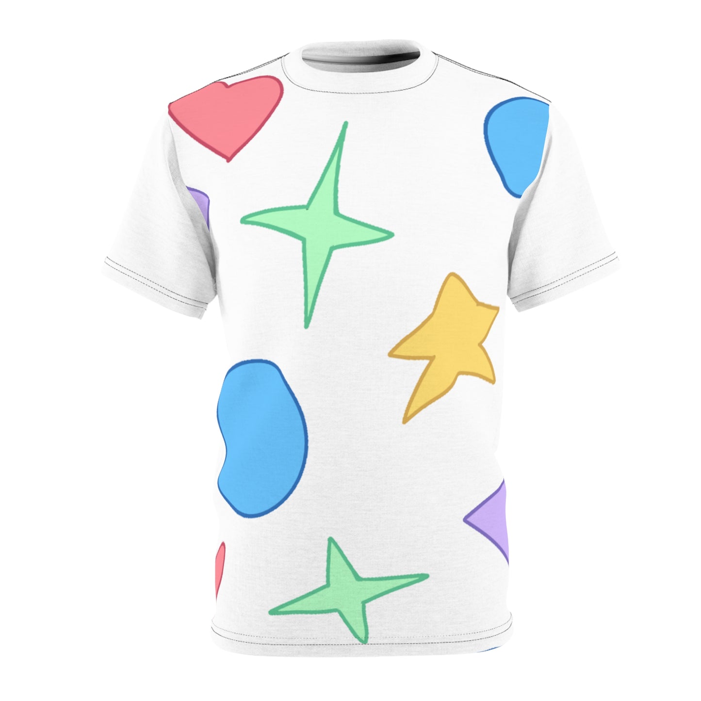 Colorful Unisex Graphic Tee with Eye & Geometric Design