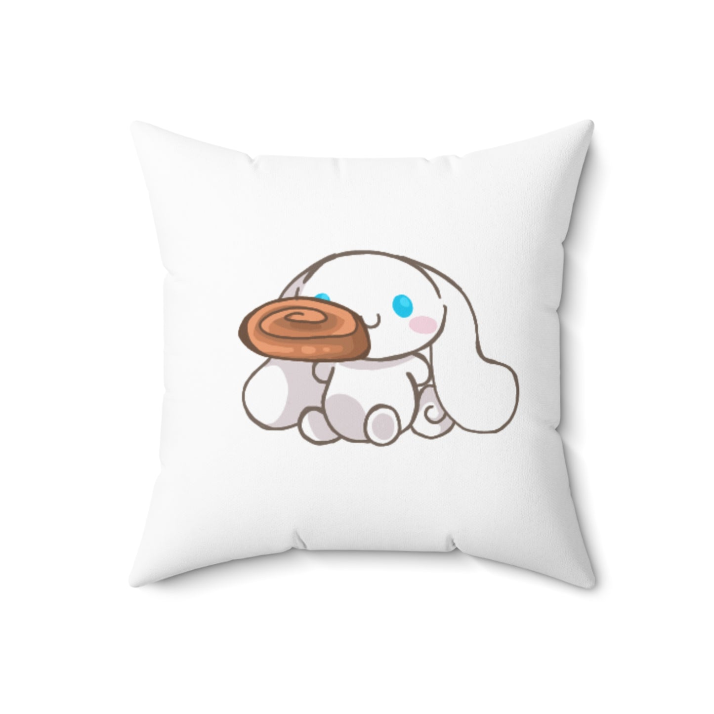 Cute Bunny Pillow with Cinnamon Roll Design - Cozy Square Cushion for Home Decor