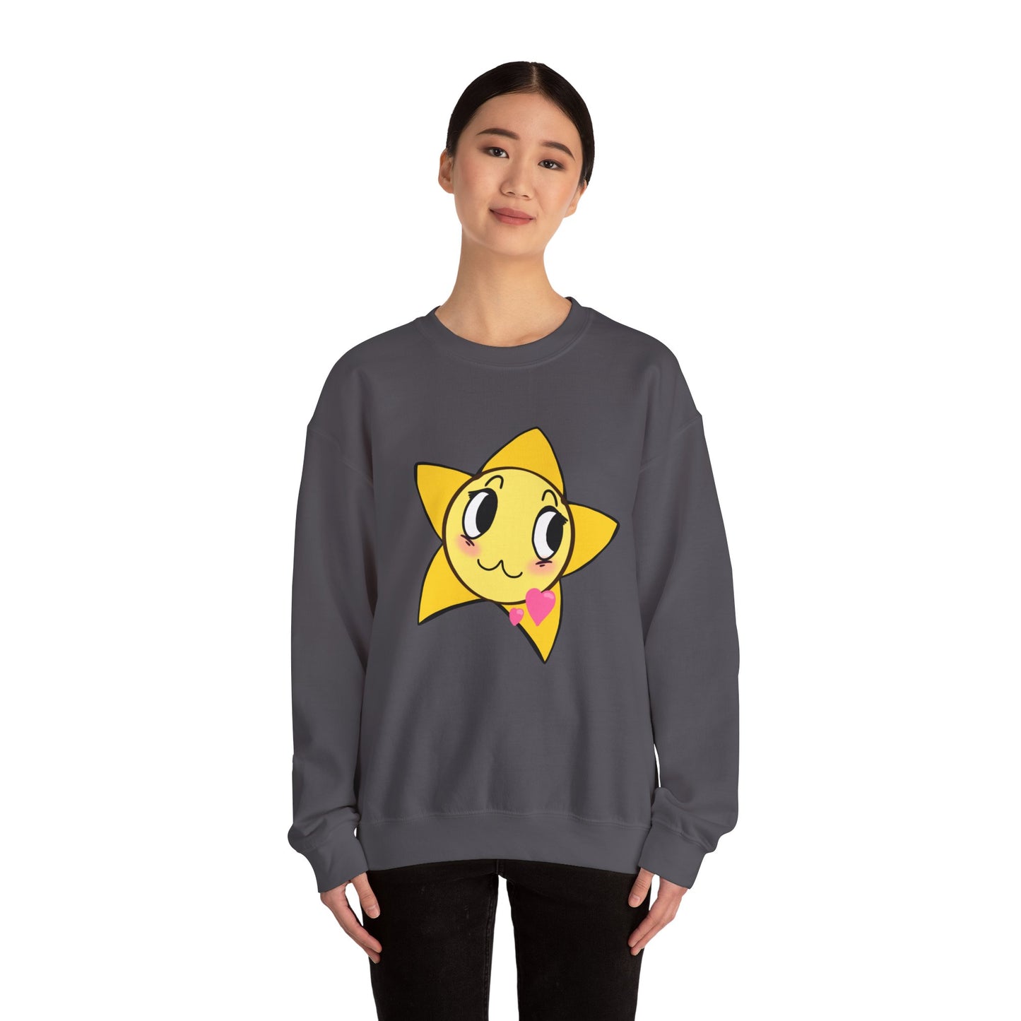 Cute Star Character Crewneck Sweatshirt, Cozy Winter Wear, Gifts for Friends, Casual Streetwear, Cute Sweatshirt