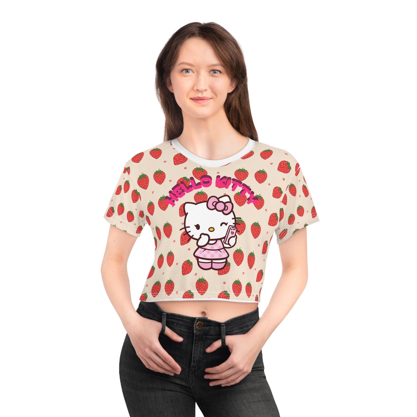 Hello Kitty- Crop Tee (AOP)
