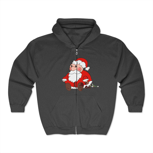 Santa's Cozy Zip-Up Hoodie, Christmas Gift, Holiday Apparel, Festive Sweatshirt, Winter Fashion, Unisex Christmas Sweatshirt