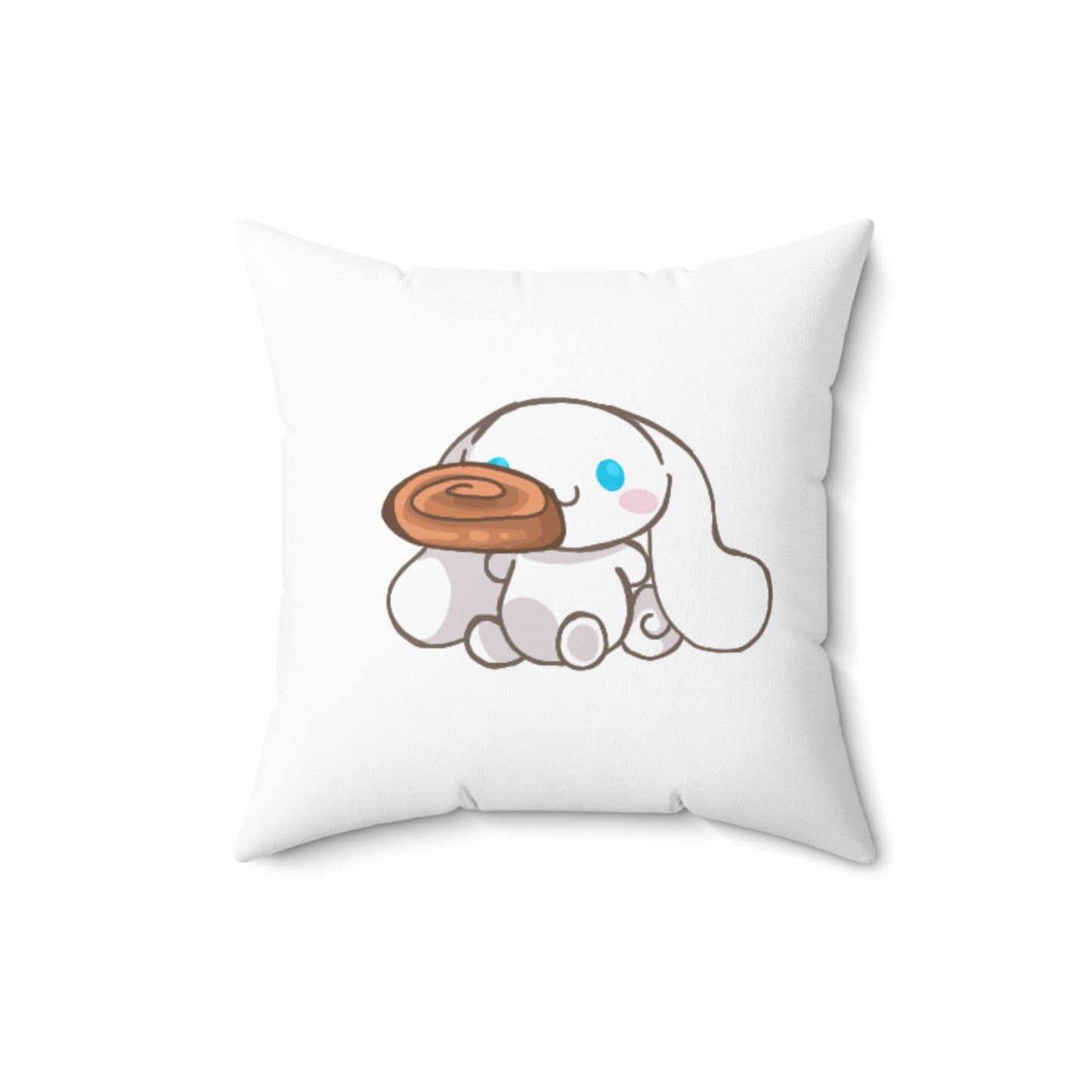 Cute Bunny Pillow with Cinnamon Roll Design - Cozy Square Cushion for Home Decor