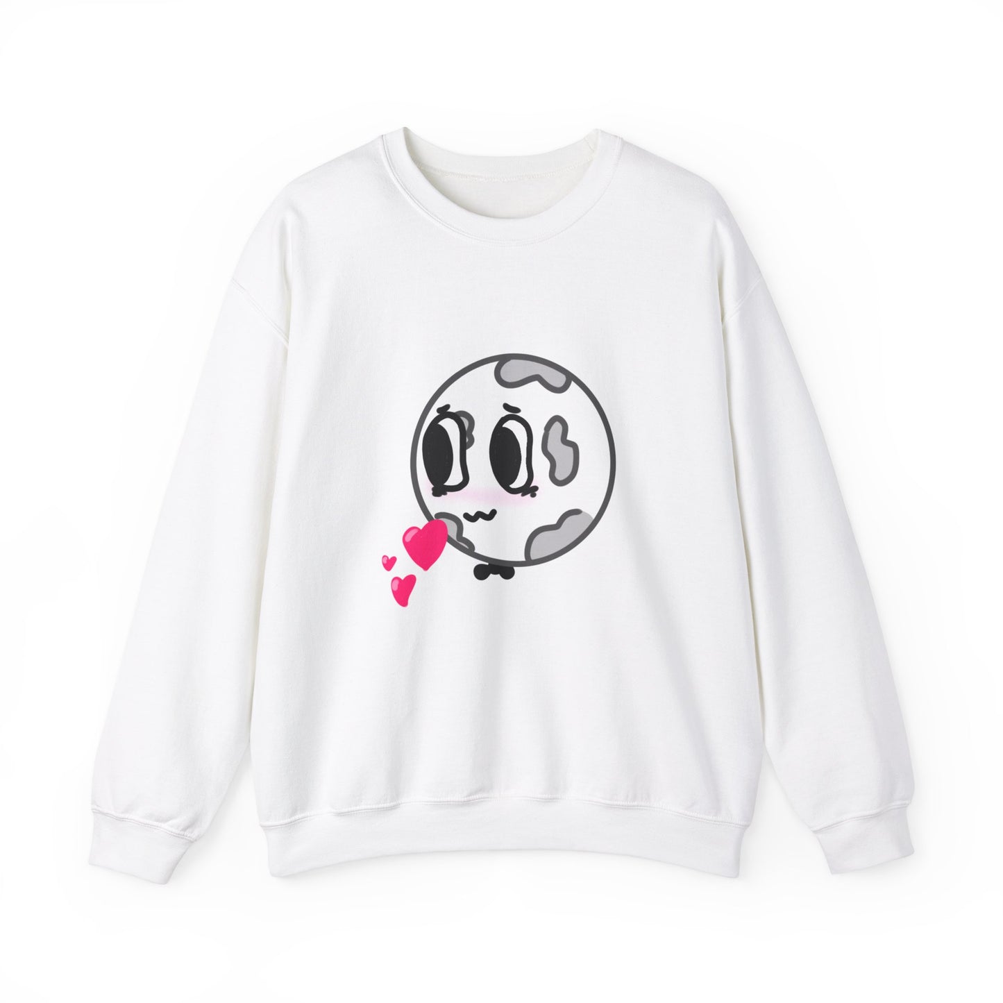 Cute Moon Love Unisex Crewneck Sweatshirt, Cozy Gift, Kawaii Apparel, Romantic Sweatshirt, Perfect for Valentine's Day, Cute