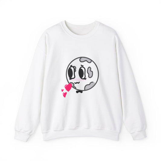 Cute Moon Love Unisex Crewneck Sweatshirt, Cozy Gift, Kawaii Apparel, Romantic Sweatshirt, Perfect for Valentine's Day, Cute