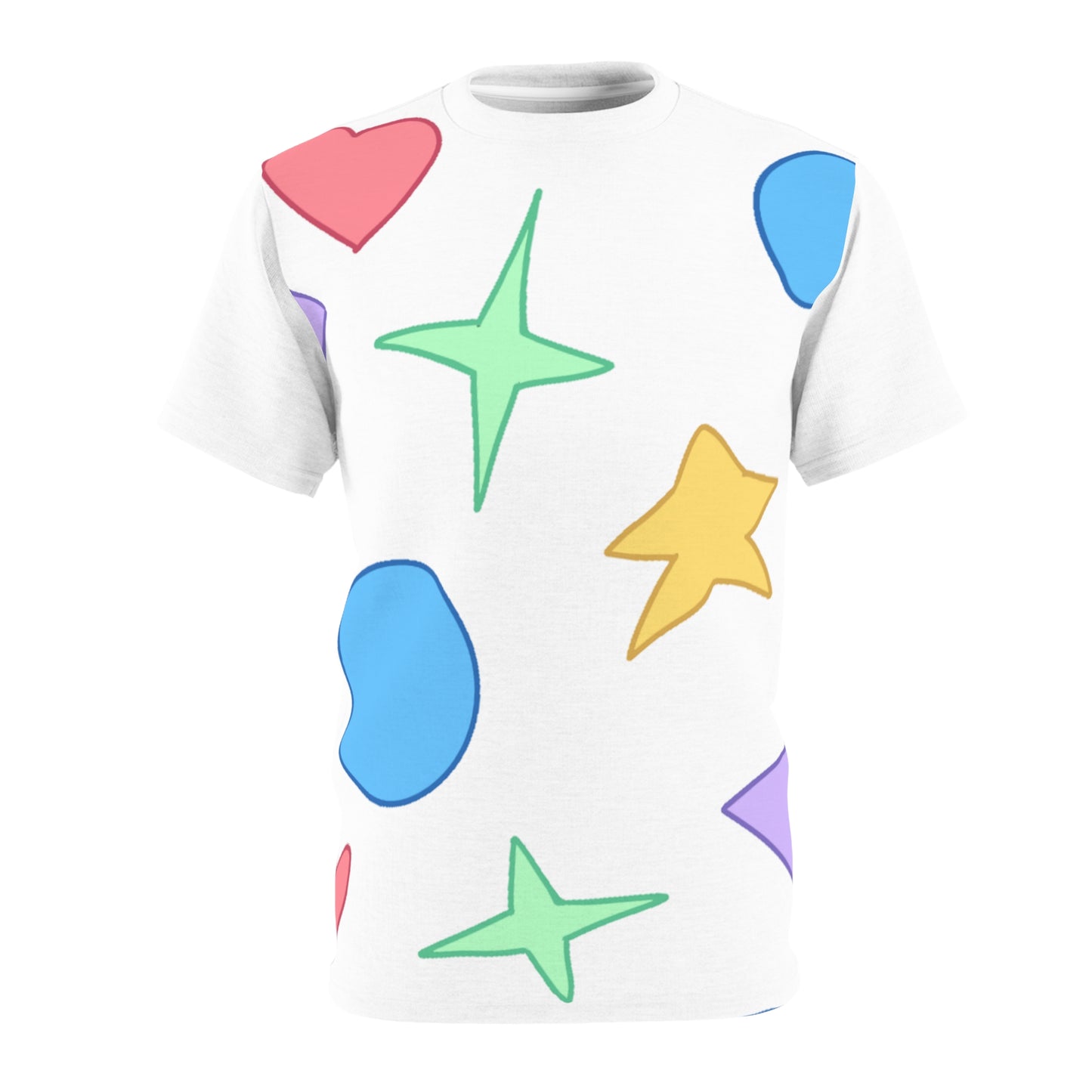 Colorful Unisex Graphic Tee with Eye & Geometric Design