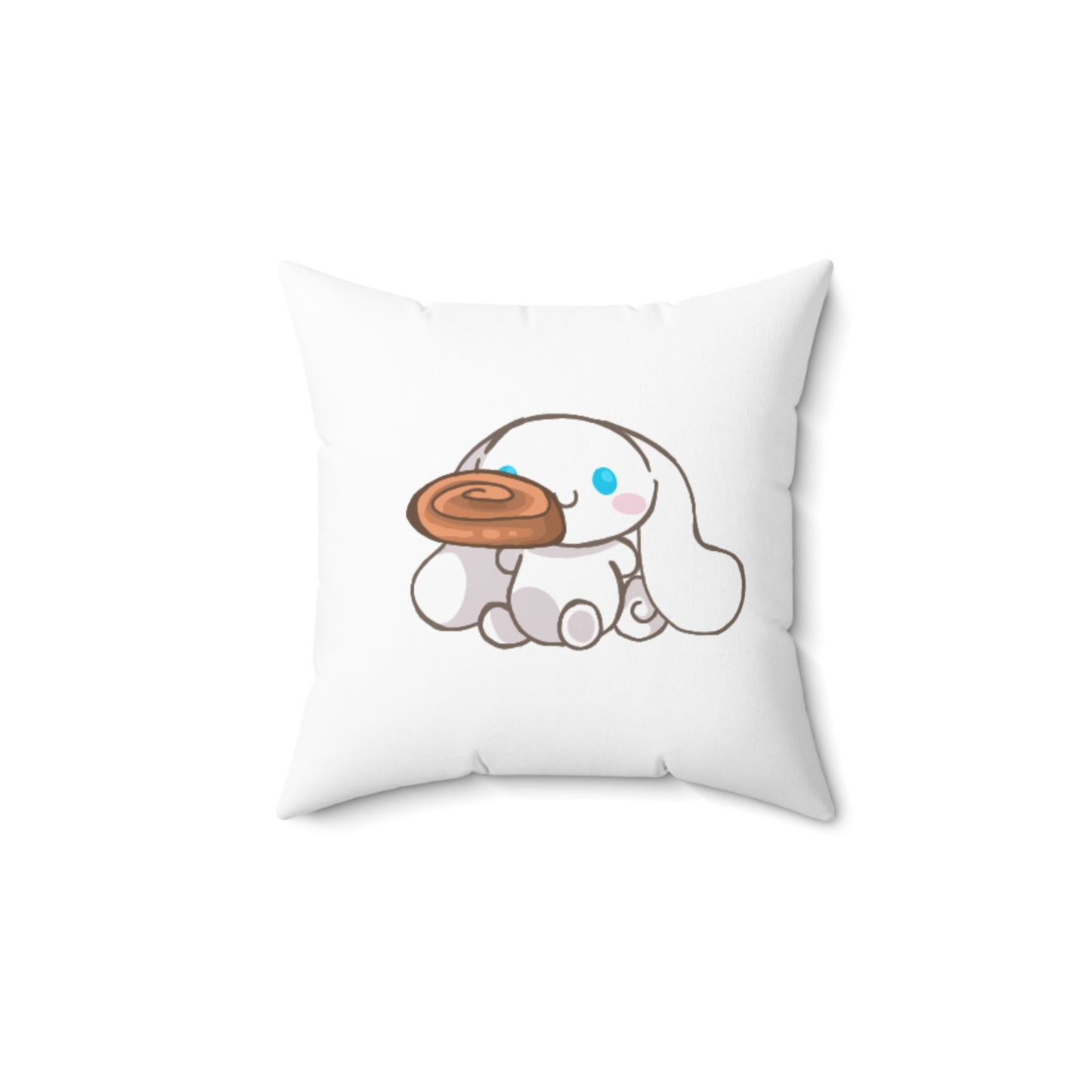 Cute Bunny Pillow with Cinnamon Roll Design - Cozy Square Cushion for Home Decor