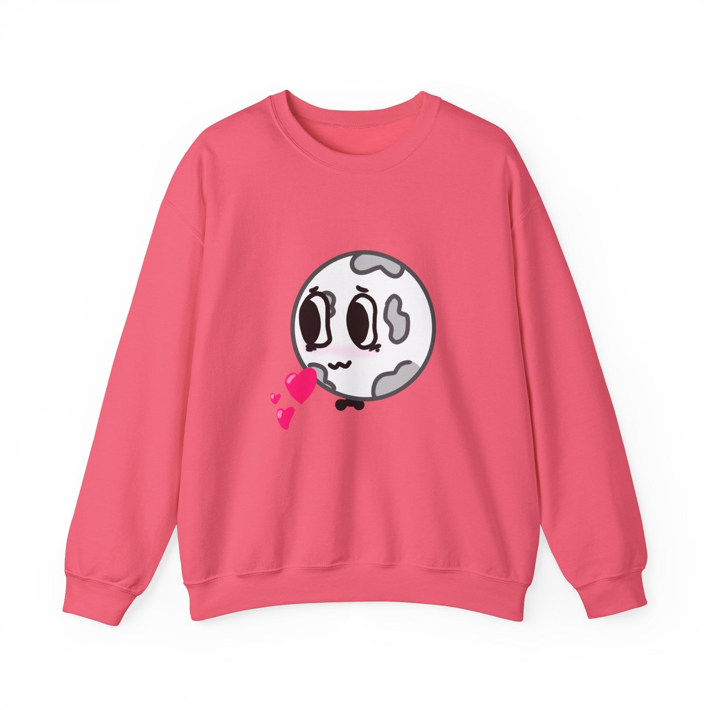 Cute Moon Love Unisex Crewneck Sweatshirt, Cozy Gift, Kawaii Apparel, Romantic Sweatshirt, Perfect for Valentine's Day, Cute