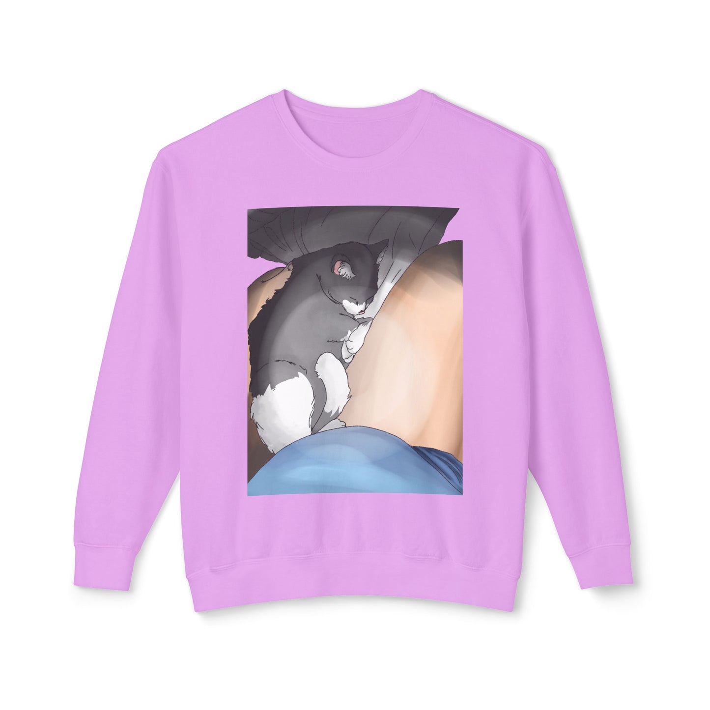 Cozy Cat Nap Unisex Lightweight Crewneck Sweatshirt