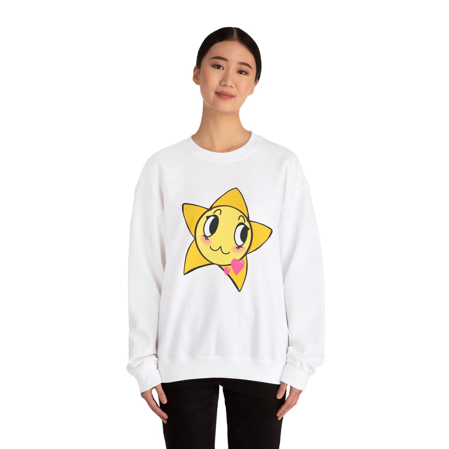 Cute Star Character Crewneck Sweatshirt, Cozy Winter Wear, Gifts for Friends, Casual Streetwear, Cute Sweatshirt