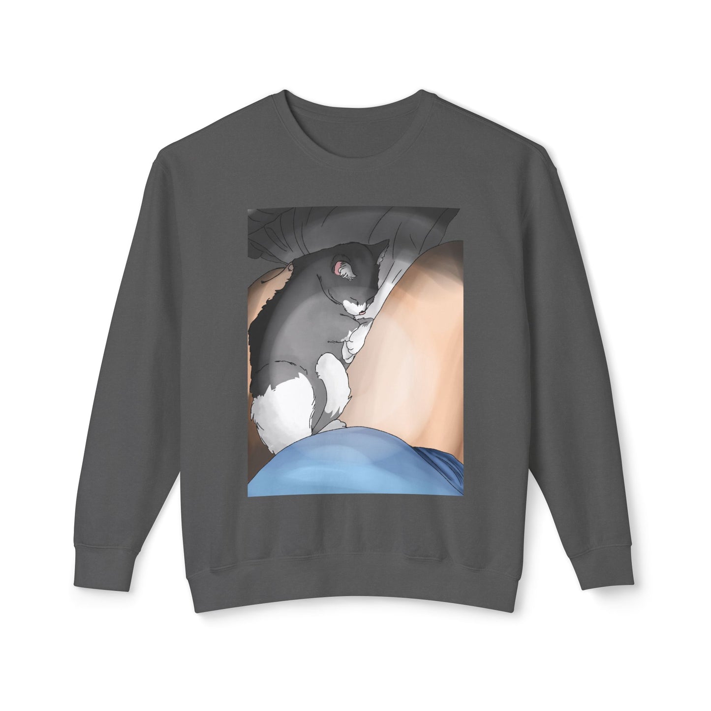 Cozy Cat Nap Unisex Lightweight Crewneck Sweatshirt