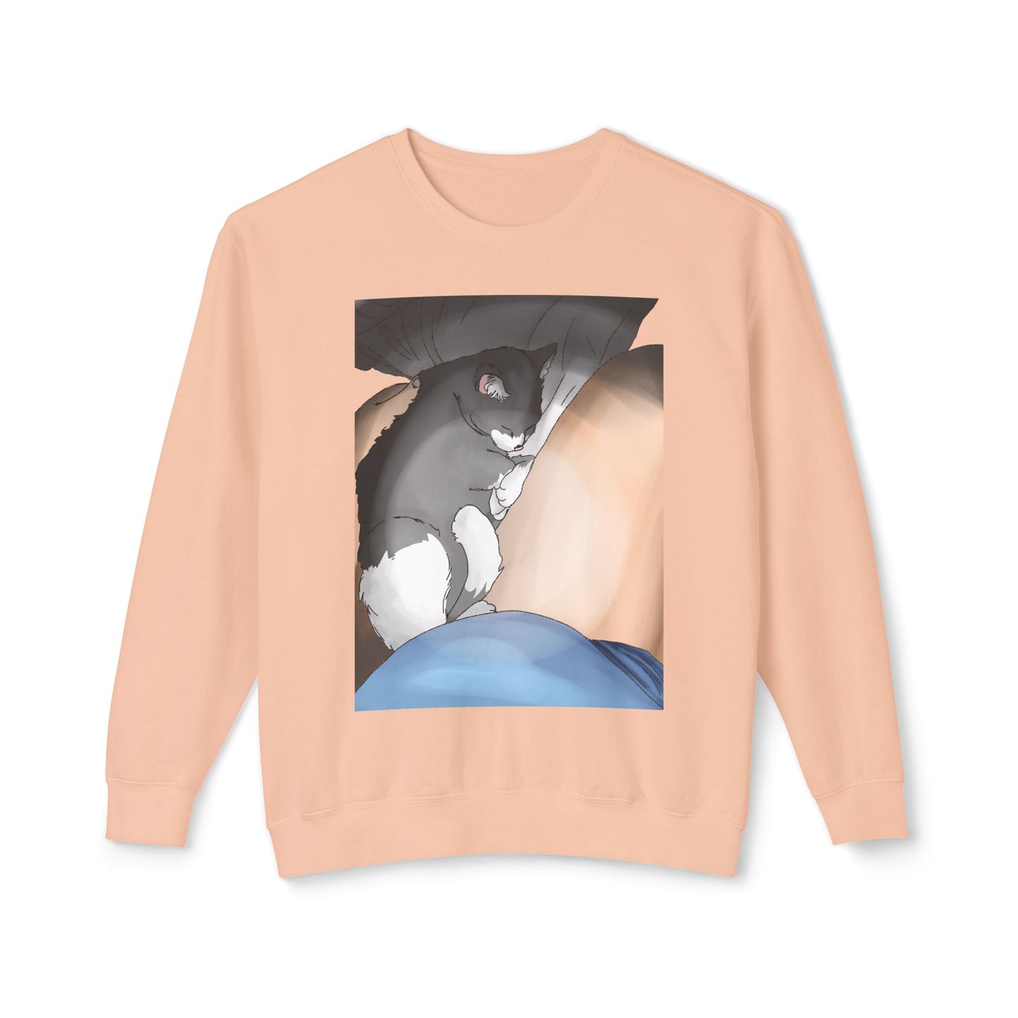 Cozy Cat Nap Unisex Lightweight Crewneck Sweatshirt