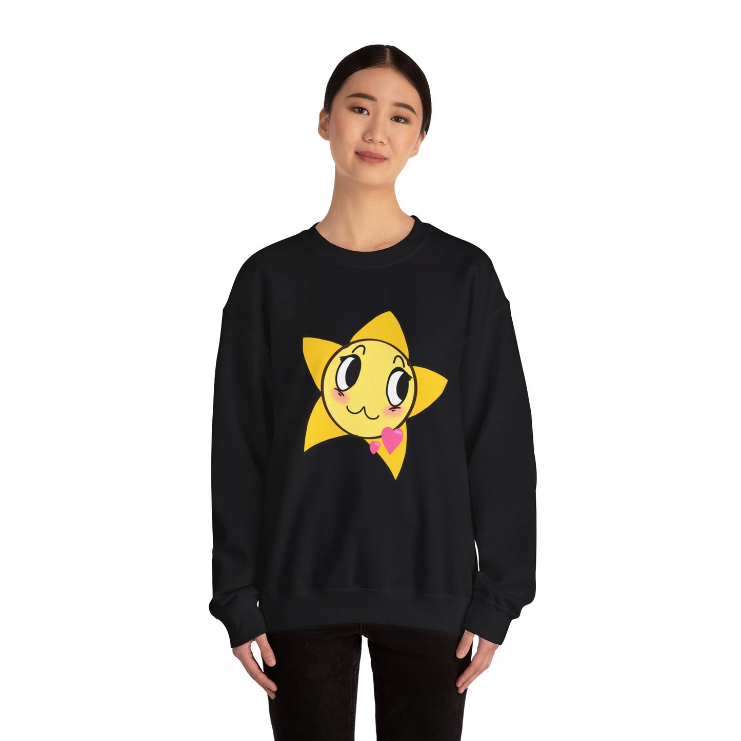 Cute Star Character Crewneck Sweatshirt, Cozy Winter Wear, Gifts for Friends, Casual Streetwear, Cute Sweatshirt