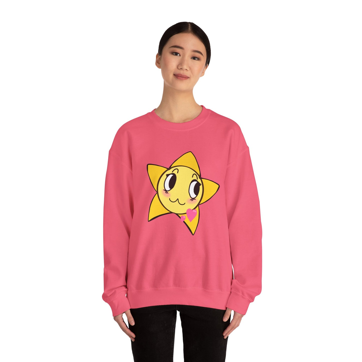 Cute Star Character Crewneck Sweatshirt, Cozy Winter Wear, Gifts for Friends, Casual Streetwear, Cute Sweatshirt