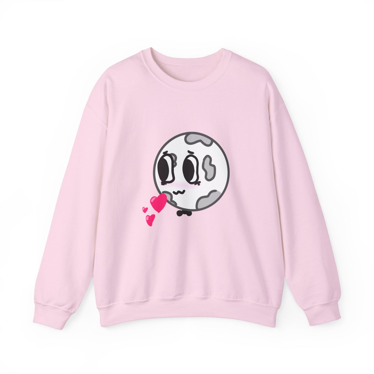 Cute Moon Love Unisex Crewneck Sweatshirt, Cozy Gift, Kawaii Apparel, Romantic Sweatshirt, Perfect for Valentine's Day, Cute