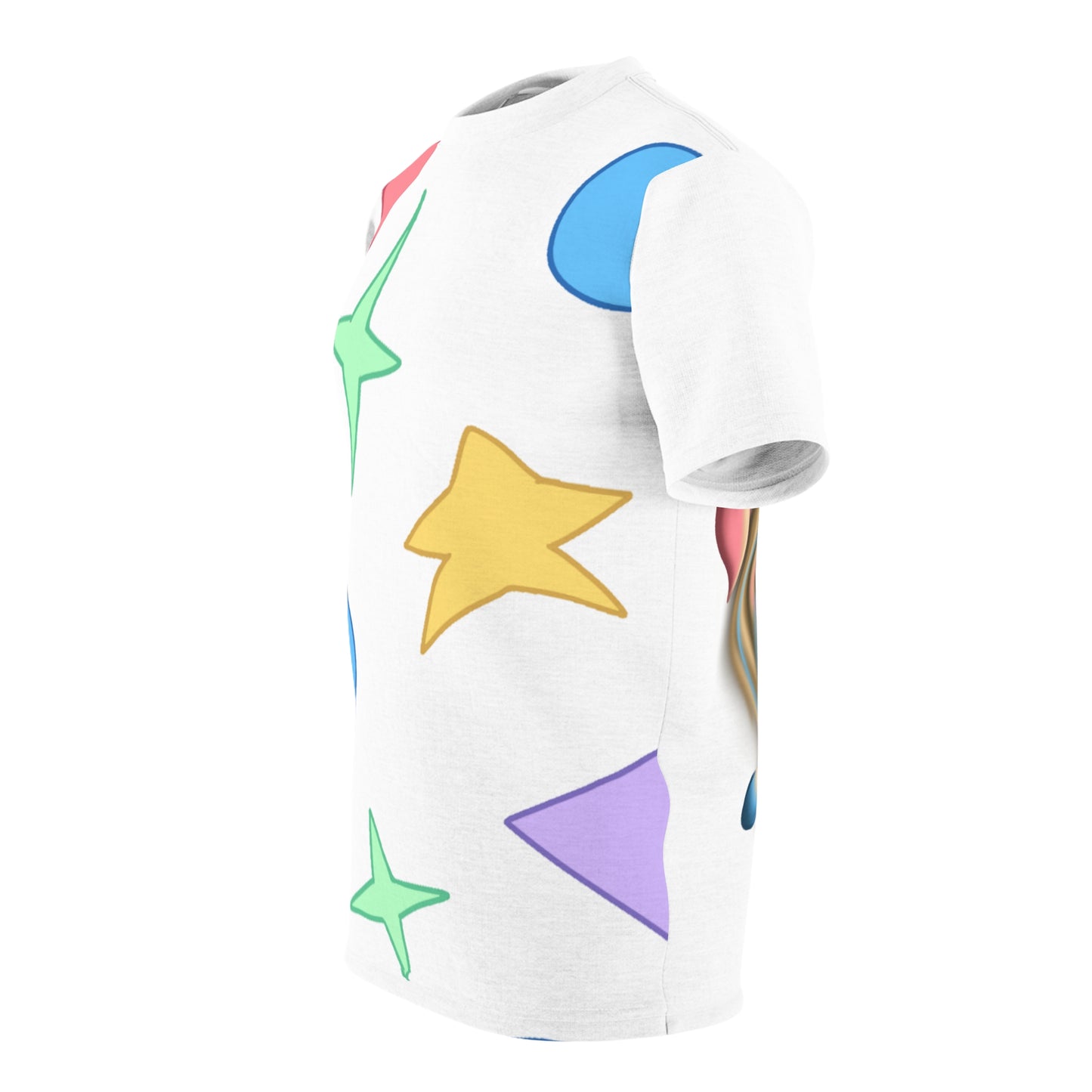 Colorful Unisex Graphic Tee with Eye & Geometric Design