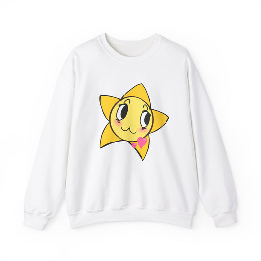 Cute Star Character Crewneck Sweatshirt, Cozy Winter Wear, Gifts for Friends, Casual Streetwear, Cute Sweatshirt