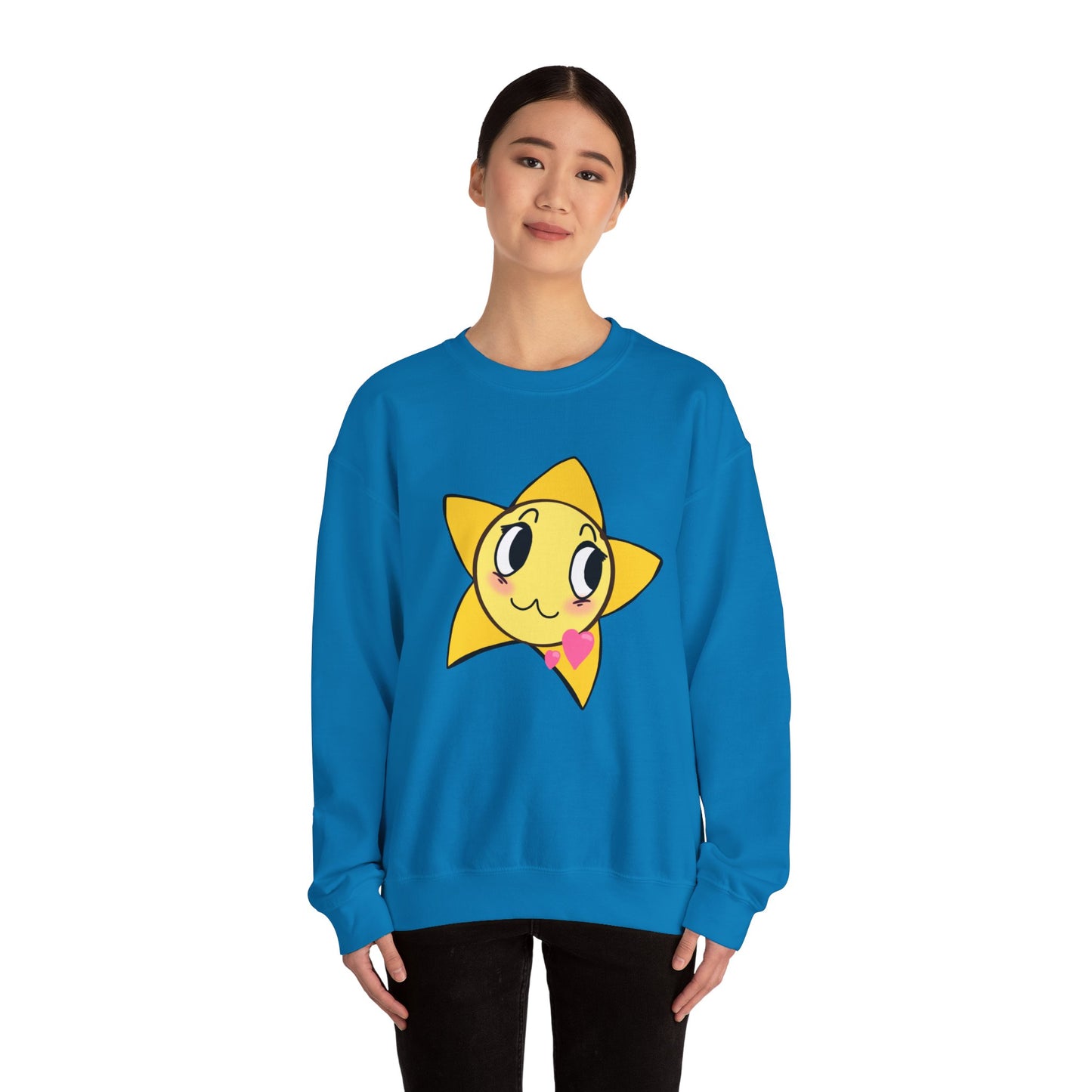 Cute Star Character Crewneck Sweatshirt, Cozy Winter Wear, Gifts for Friends, Casual Streetwear, Cute Sweatshirt