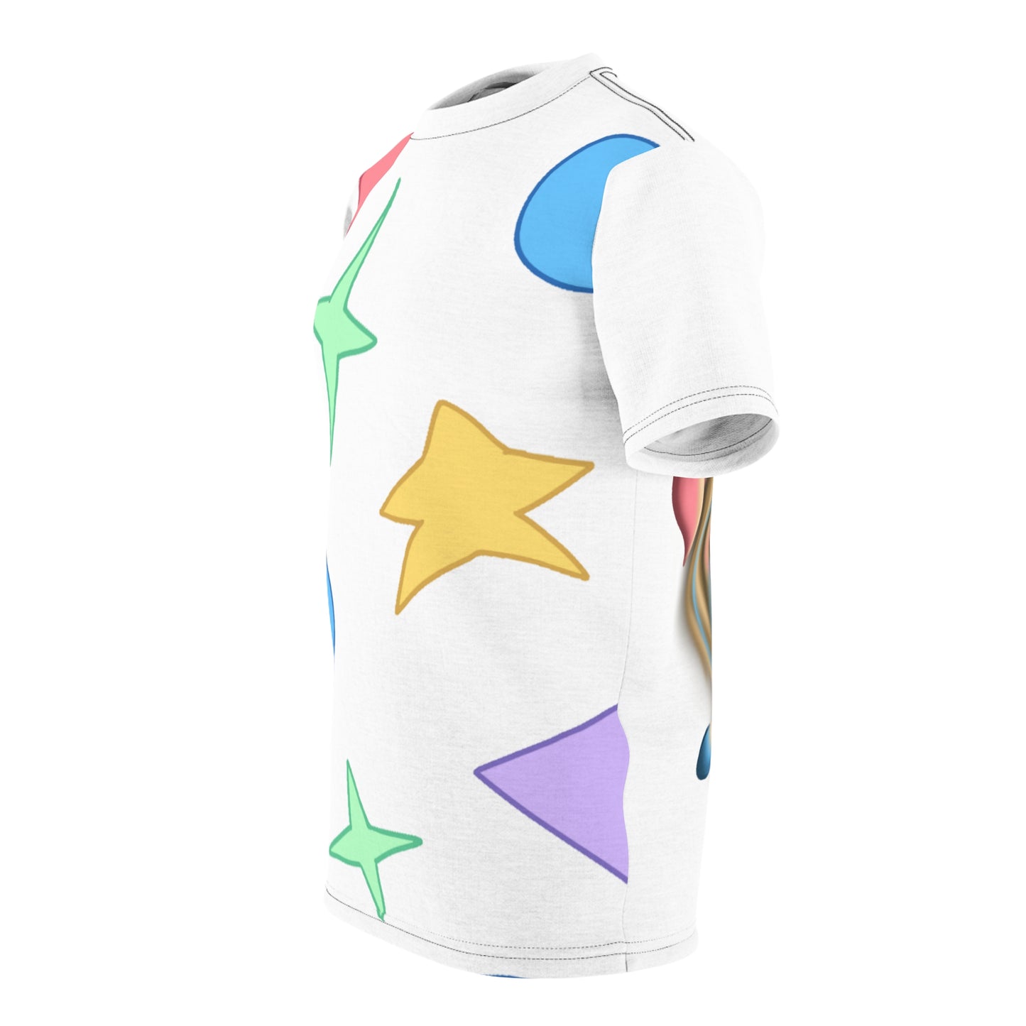 Colorful Unisex Graphic Tee with Eye & Geometric Design